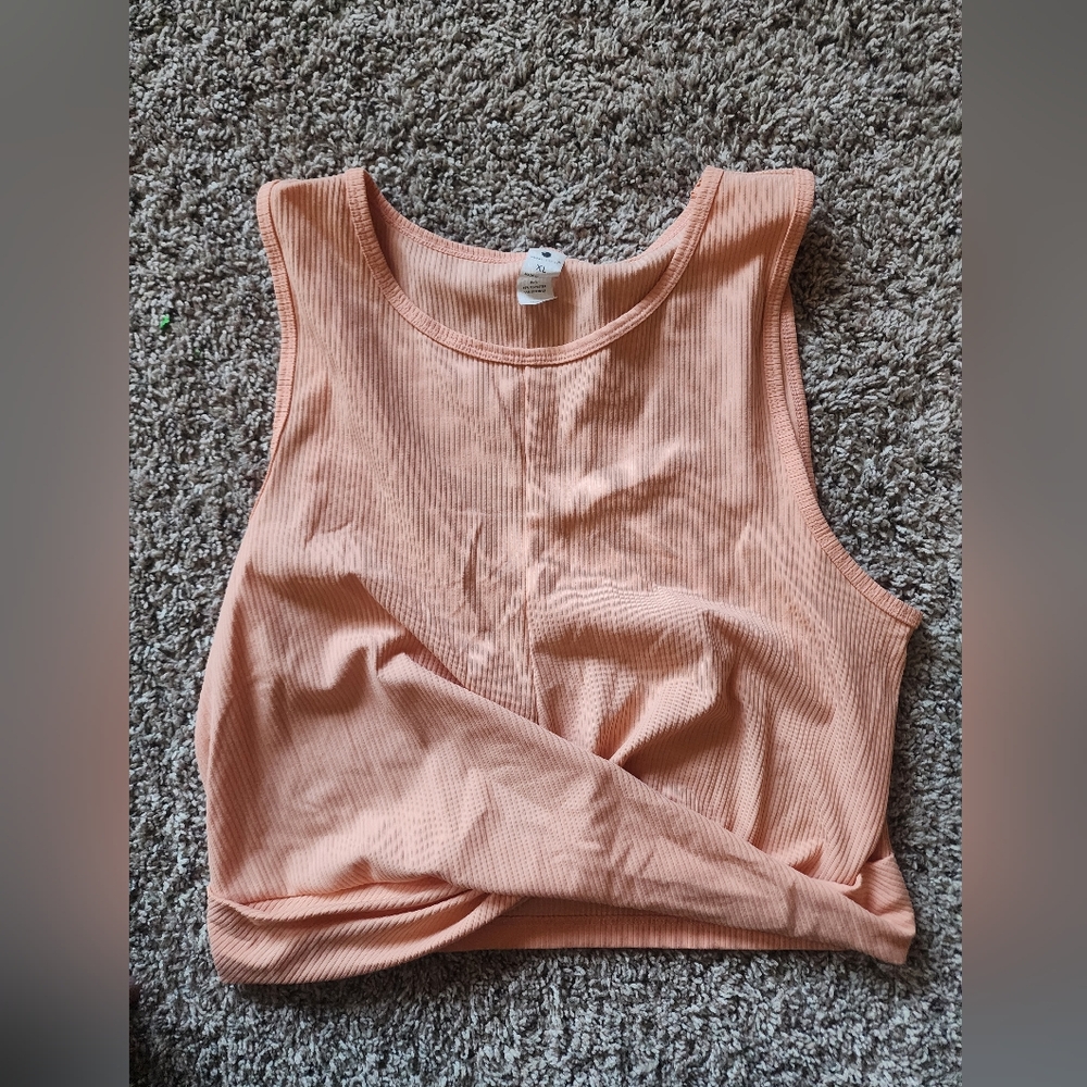 Yogalicious Coral Ribbed Crop Top